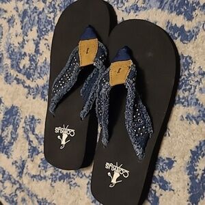 Corkys sz 13 denim flip flops NEW